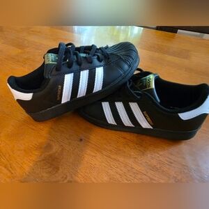 Adidas Kids Superstar Black with White Stripes